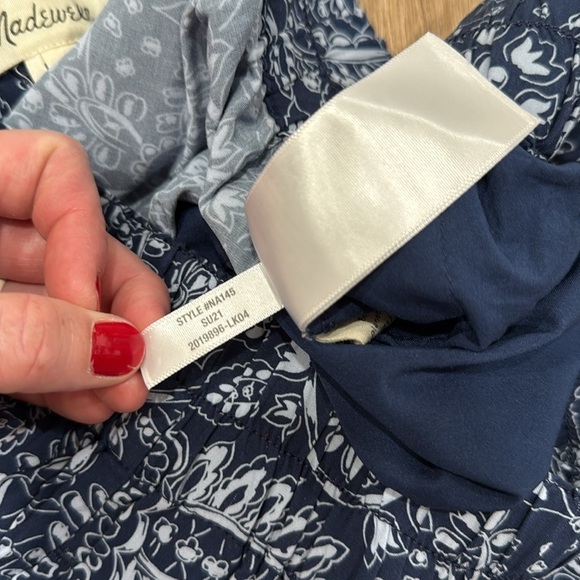 Madewell Tapered Huston Pull-On Crop Ankle Pants Paisley Blue White Floral Small - Picture 8 of 11